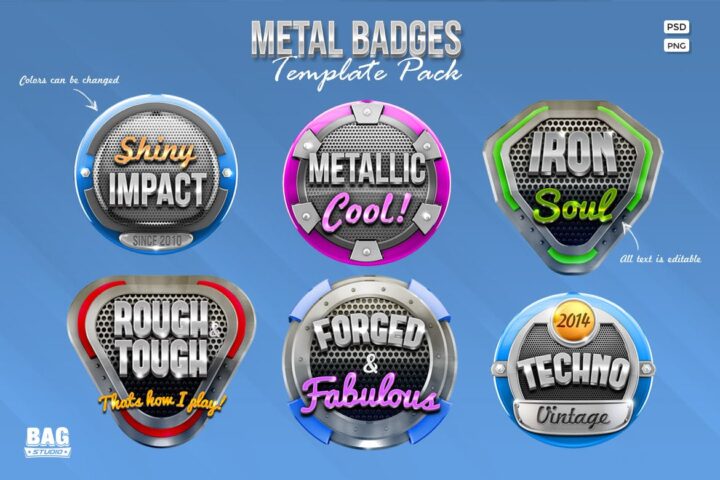 Metal Badges Template Pack - Free Download